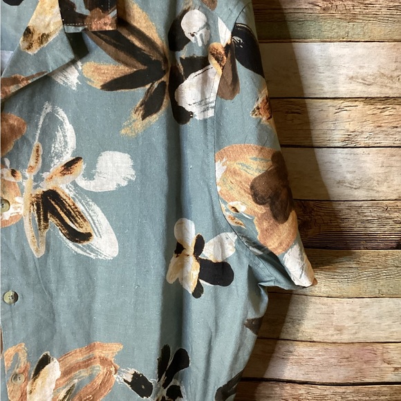 Men’s Hawaiian Shirt ASOS Design Brown Floral Button Down - Picture 6 of 7